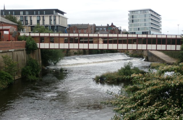 Weir and Footbridge in Rotherham Town Centre