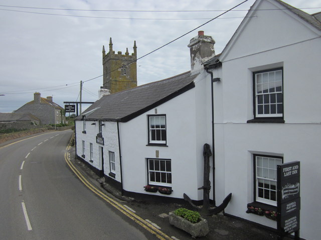 The First & Last Inn & Church Sennen Cornwall