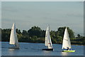 TQ4590 : View of sailing boats on the lake in Fairlop Waters #25 by Robert Lamb