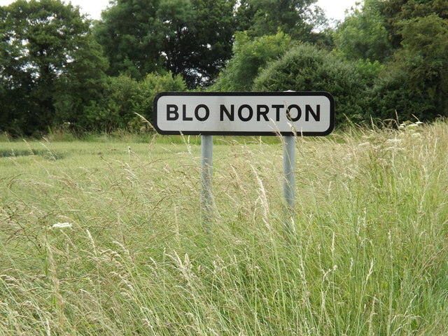 Blo Norton Village Name sign on Blo' Norton Road