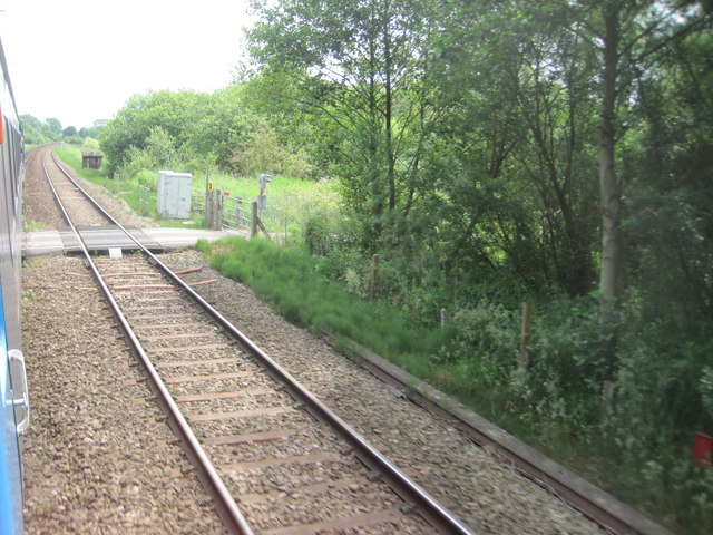 View from a Norwich-Great Yarmouth train - Bungalow Lane level crossing