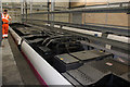 Wednesbury Depot, West Midlands Metro:  Roof of tram showing the pantograph