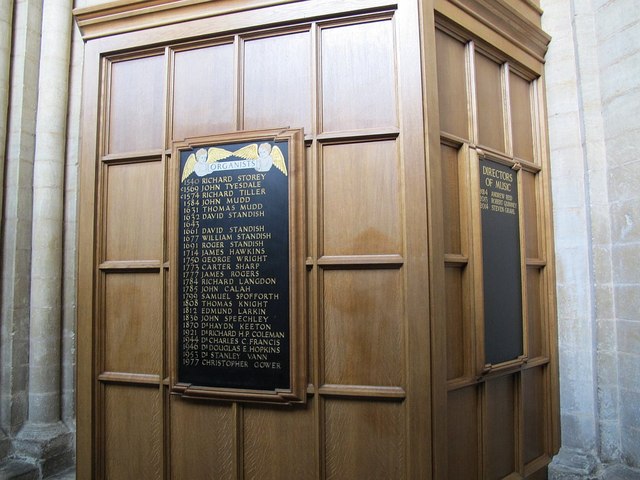 Peterborough Cathedral: organists board