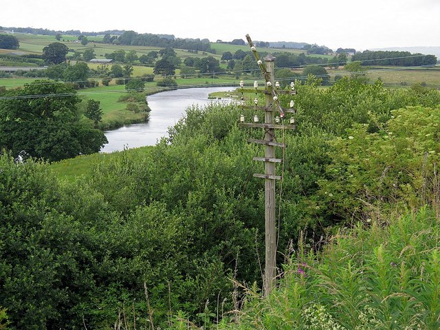 River Eden & railway-side telegraph pole