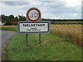 TM0078 : Thelnetham Village Name sign on the C637 Hopton Road by Geographer