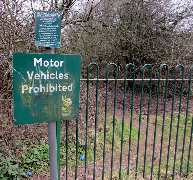 Motor Vehicles Prohibited notice facing Caerleon Road, Newport