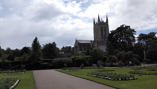 St Edmundsbury Cathedral viewed from Abbey Gardens