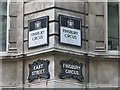 TQ3281 : Old and new street signs at Finsbury Circus, EC2 by Mike Quinn
