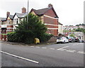 Yellow grit and salt box on the corner of Waterloo Road and Llandaff Street, Newport