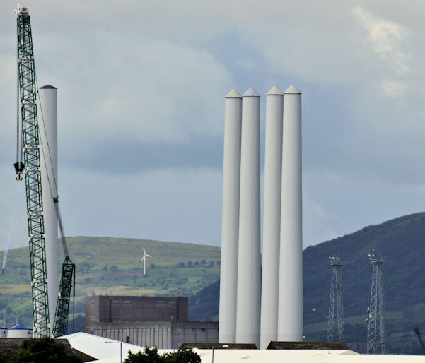 Wind turbine masts, Belfast harbour - July 2016(2)