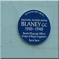 Blue plaque commemorating Capt. Max Blaney RE GC