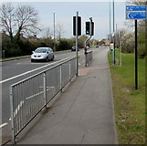 SO9221 : Cycle route directions signs, Gloucester Road, Cheltenham by Jaggery
