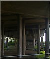 SP0089 : Under the M5 viaduct, seen from the railway by Christopher Hilton