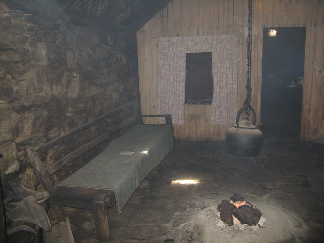 A blackhouse living room/kitchen