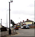 CCTV camera high above a Cardiff corner