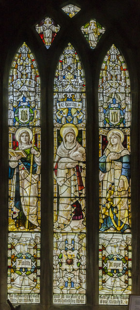 Stained glass window, St Andrew's church, Denton