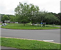 Roundabout at crossroads in Ringland, Newport