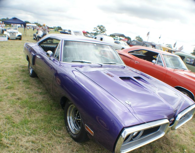 View of a Dodge Coronet Super Bee in Havering Mind's Wings and Wheels event at Damyns Hall Aerodrome