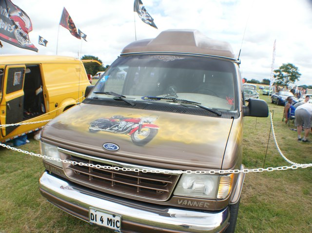 View of a Ford Transit Mark 5 van in Havering Mind's Wings and Wheels event at Damyns Hall Aerodrome