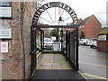 Distinctive entrance gate to Shifnal railway station 