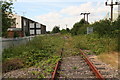 Overgrown railway tracks crossing Haven Road, Killingholme Haven