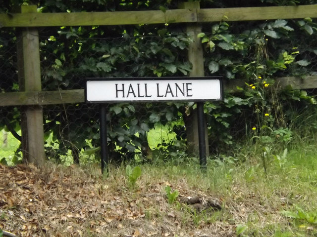 Hall Lane sign on Hall Lane