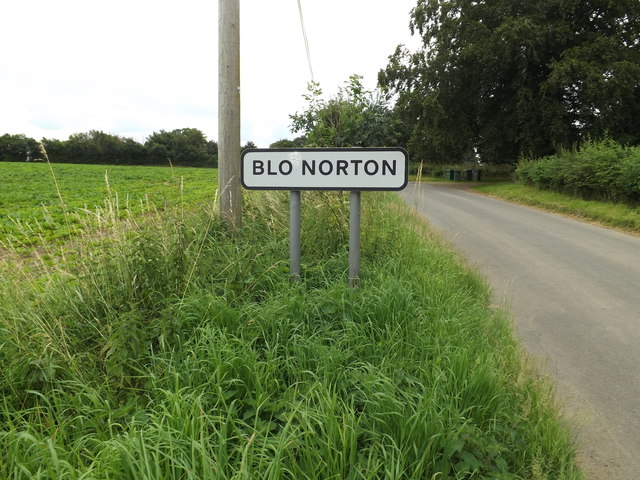 Blo Norton Village Name sign on Hall Lane