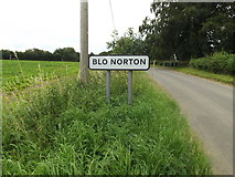 TM0079 : Blo Norton Village Name sign on Hall Lane by Geographer