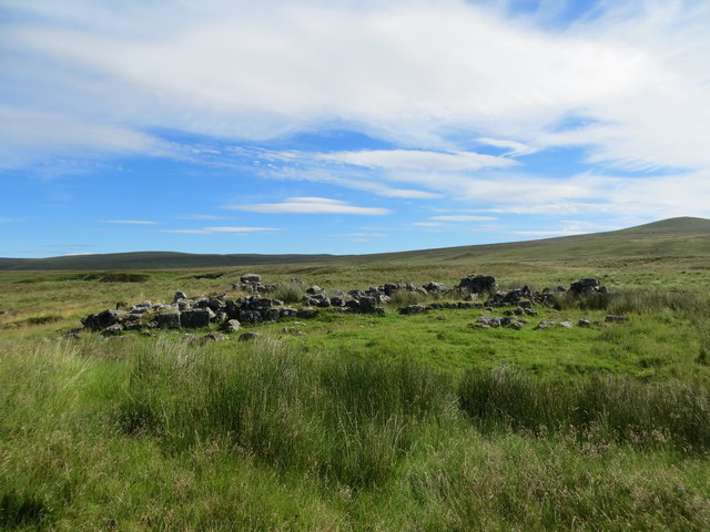 Remains of a shieling on the moor above Allt Gobhlach
