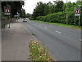 ST2885 : Warning signs - traffic lights 250 yards ahead near Cleppa Park, Newport by Jaggery