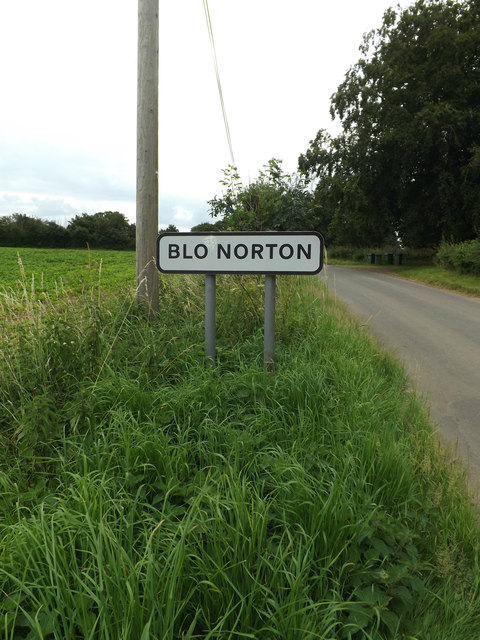 Blo Norton Village Name sign on Hall Lane