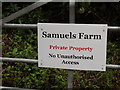 TL1913 : Samuels Farm sign by Geographer