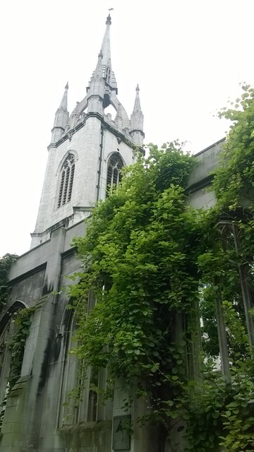 Tower and ruined church of St Dunstan in the East, London EC3