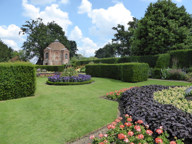 Formal garden at 'the Vyne' with the summerhouse in the background