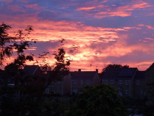 Sunset over Sayer's Crescent in Wisbech St Mary