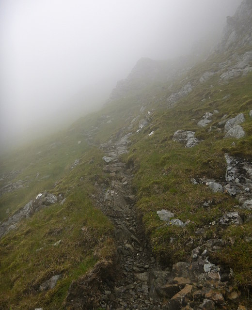 Path up Ainshval, in the mist