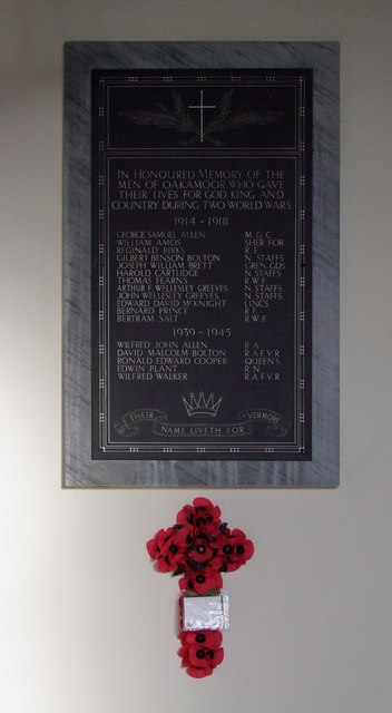 Oakamoor, Holy Trinity War Memorial, Staffordshire