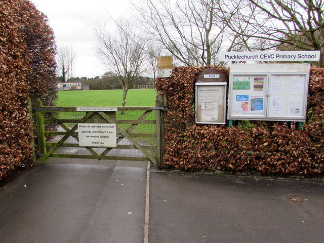 Wooden gate at the entrance to the village school grounds, Pucklechurch