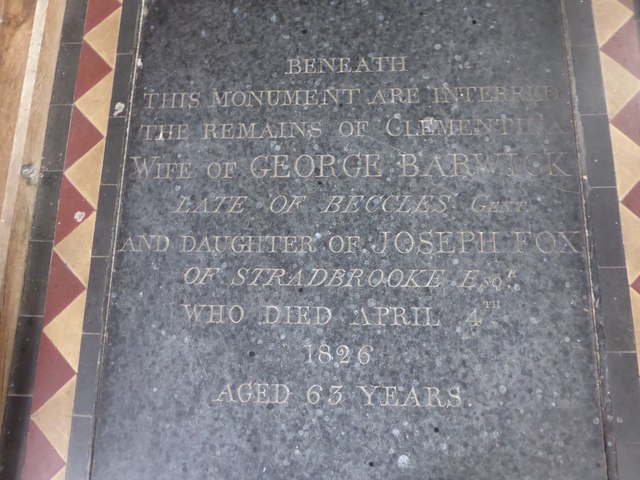 All Saints, Woodton: memorial (P)