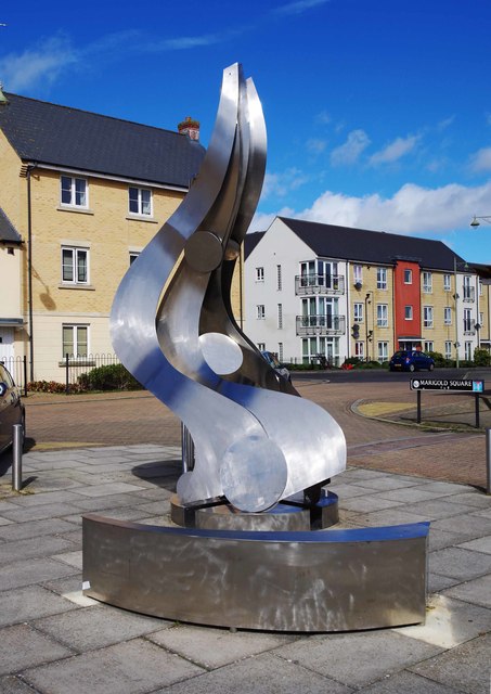 Sculpture in Marigold Square (1), Shilton Park, Carterton, Oxon