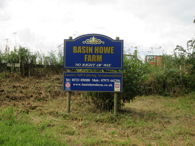 Sign  at  access  road  to  Basin  Howe  Farm