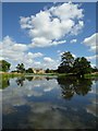 SO8844 : Cumulus cloud reflected in Croome River by Philip Halling