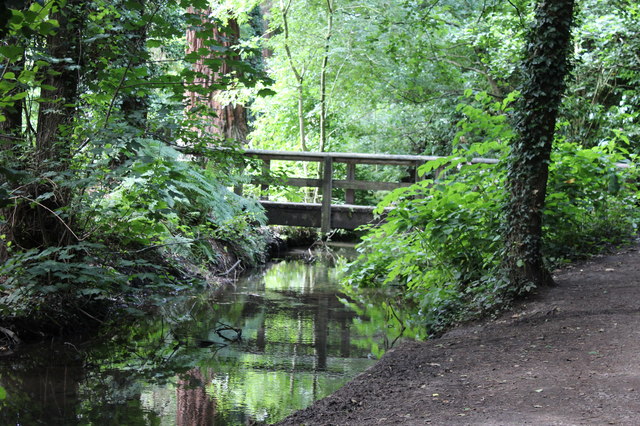 Footbridge, lake inlet, Tredegar House... © M J Roscoe cc-by-sa/2.0 ...