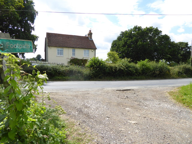 House opposite footpath junction on Harbolets Road