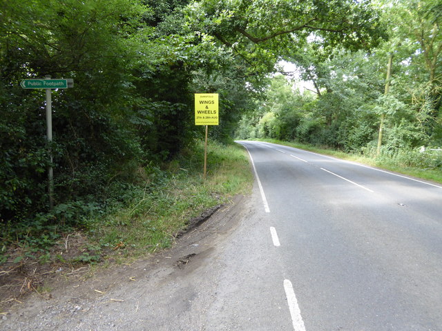 Looking north on the B2133 from footpath junction
