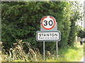 TL9674 : Stanton Village Name sign on the B1111 Barningham Road by Geographer