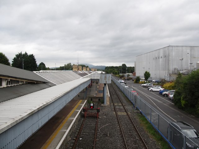 The down line and Platform 1 at Clarke Station, Dundalk