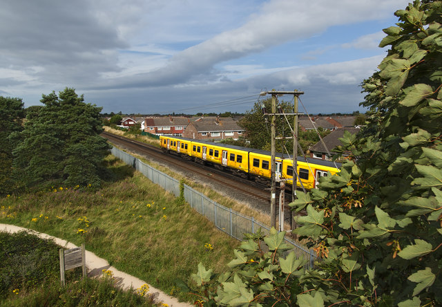 The railway and Sefton Coastal footpath