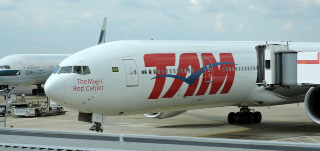 TAM aircraft at Heathrow terminal 3