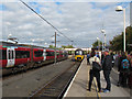 Ilkley station: train approaching